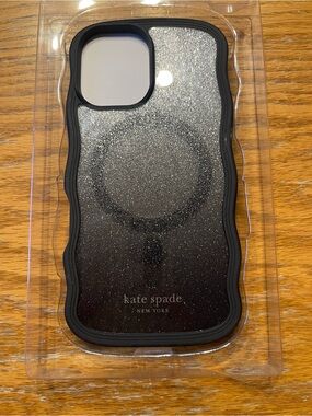 NEW kate spade Black Glitter MagSafe-Ready 16 Pro iPhone Case with Wavy Edge🌼